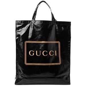 SALE🇺🇸GUCCI x NWT! LG Tall Tote | Top Handles | Black GG Logo Thick Vinyl Tote